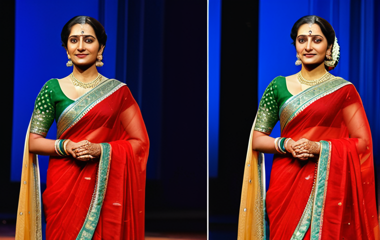 **

"A distinguished actress in a modest, elegant saree, onstage during a theatrical performance, fully clothed, appropriate attire, safe for work, perfect anatomy, natural proportions, professional stage lighting, rich colors, family-friendly."

**