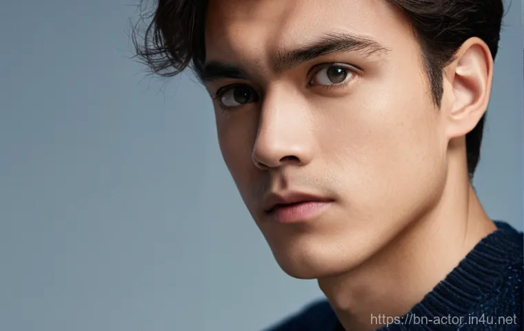 연극배우와 비언어적 표현 연습 - **A close-up portrait of a young adult actor (male or female, dressed in contemporary casual attire ...